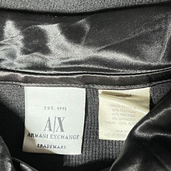 Armani A/X Black Long Sleeve Cropped Button Up Ribbed Shirt Small - Picture 5 of 5